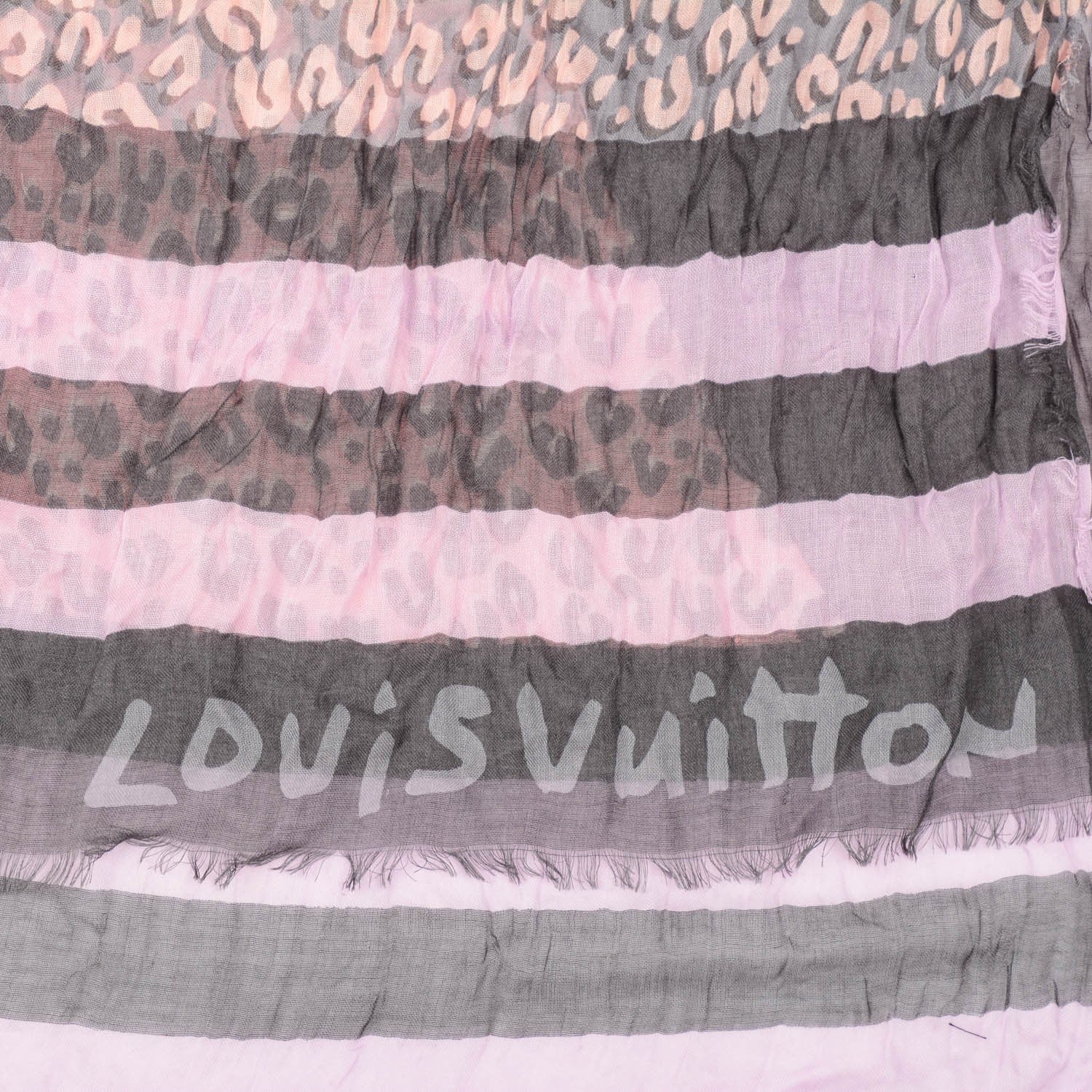 Louis Vuitton Cashmere Silk Leopard V Stole Rose Grey 6 of 6