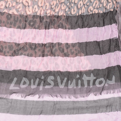 Louis Vuitton Cashmere Silk Leopard V Stole Rose Grey 6 of 6