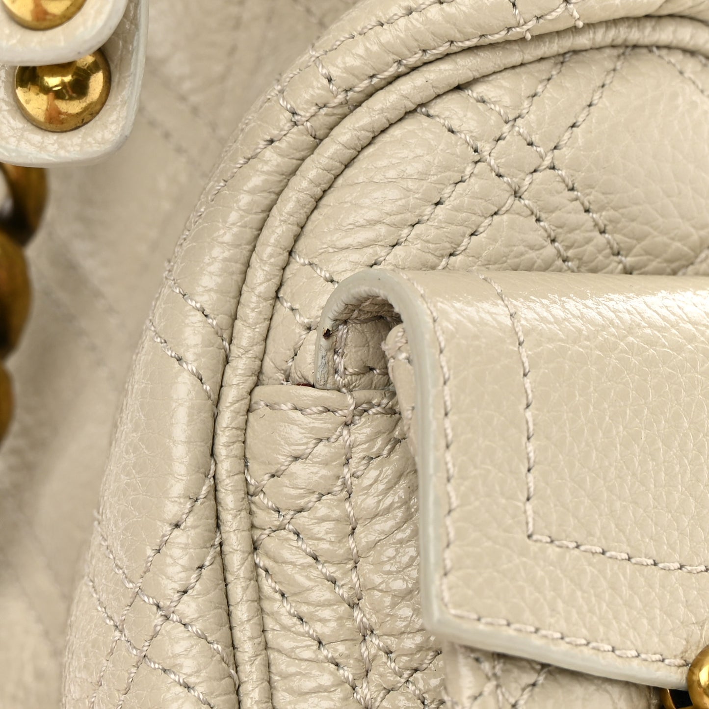 Calfskin Quilted Multipocket Hobo Milk