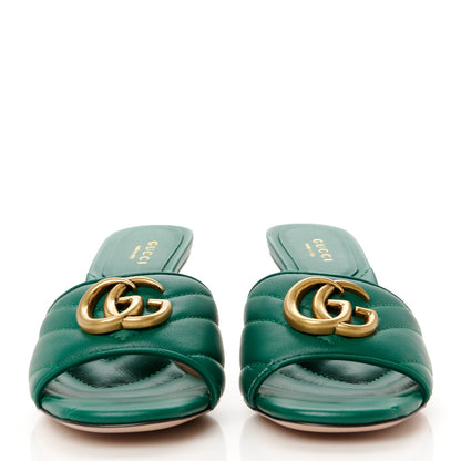 Gucci Nappa Matelasse GG Marmont 75mm Slide Sandals 35 Emerald 5 of 22
