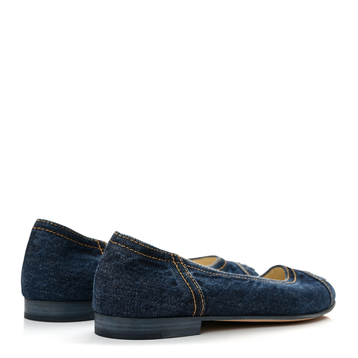 Chanel Denim CC Cap Toe Ballerina Flats 37.5 Navy Blue 5 of 9