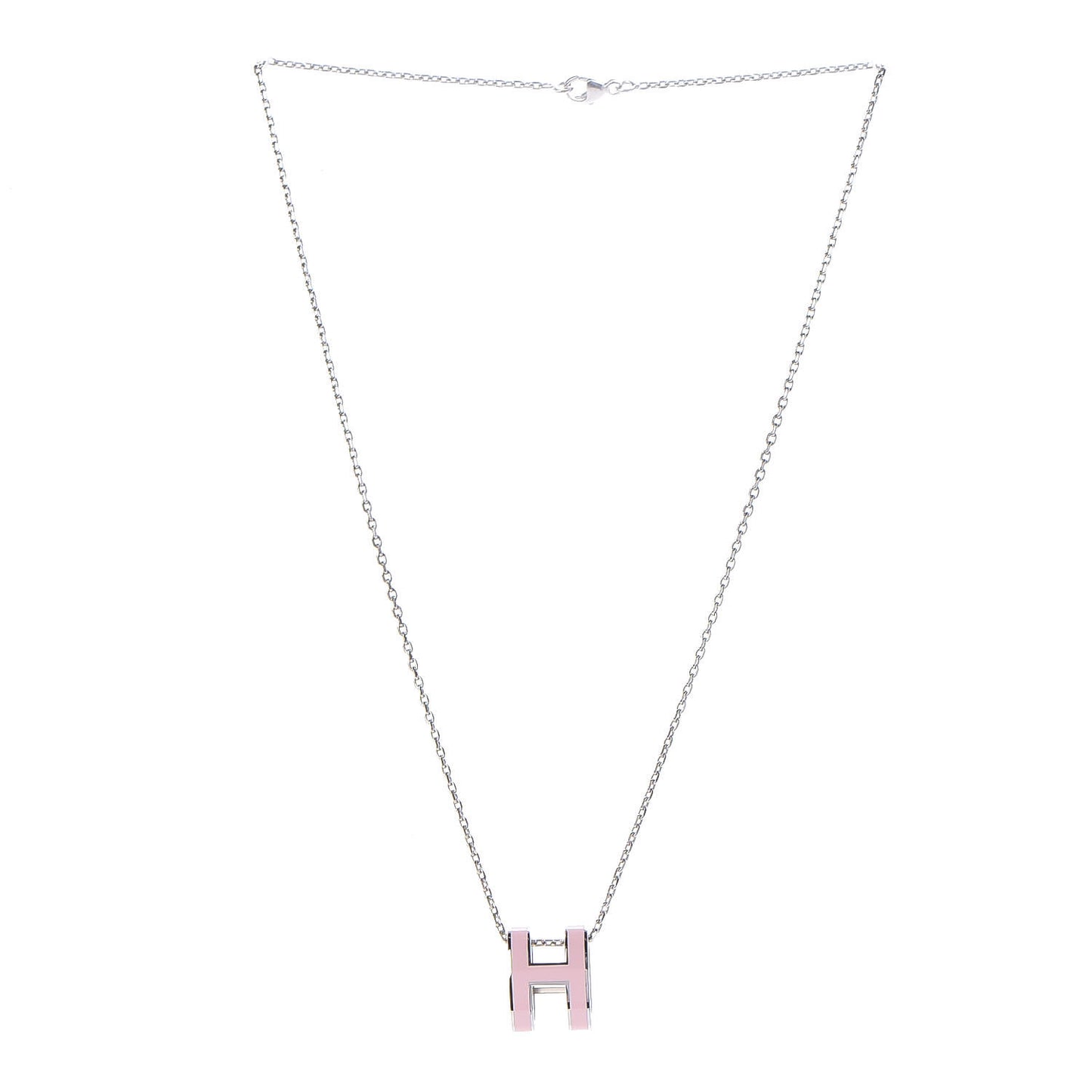 Lacquered Palladium Pop H Pendant Necklace Rose Dragee