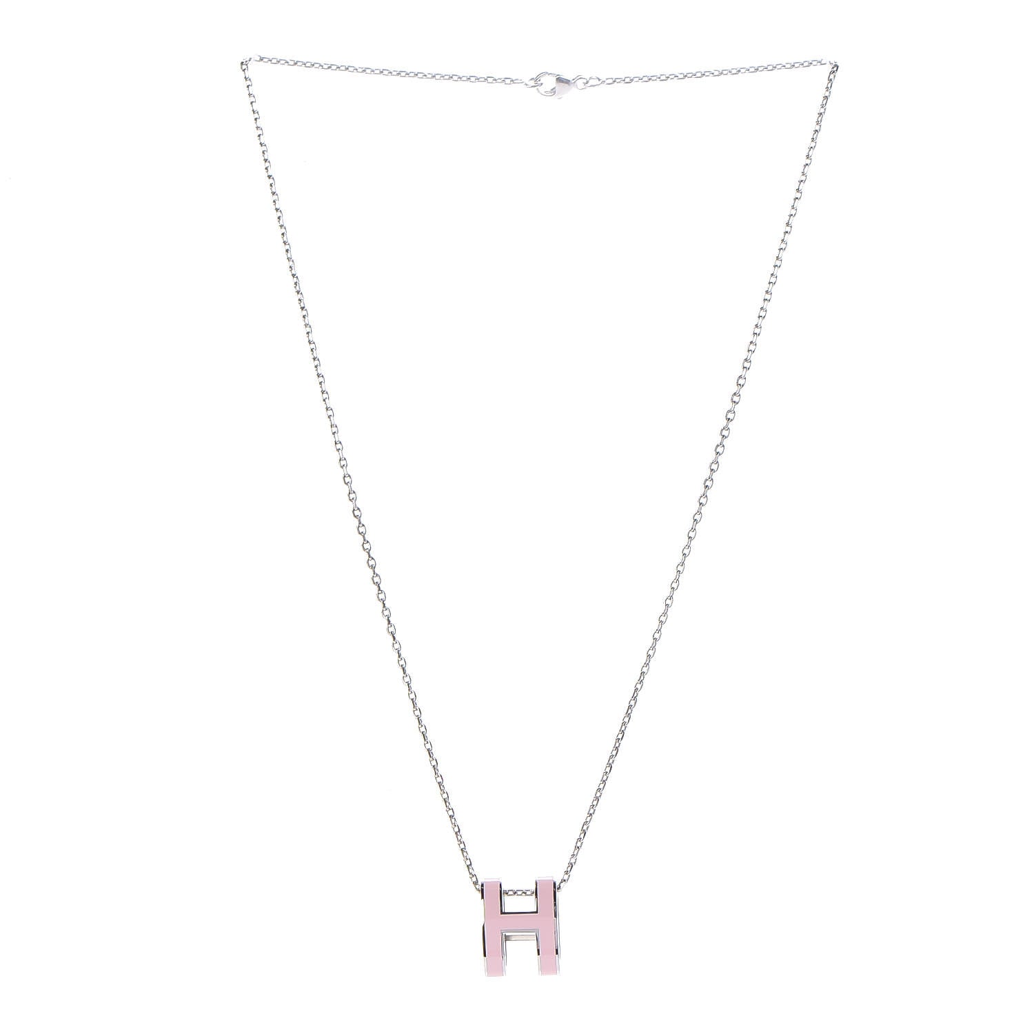 Hermes Lacquered Palladium Pop H Pendant Necklace Rose Dragee 2 of 6