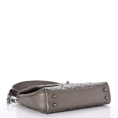 Chanel Metallic Goatskin Quilted Chain Handle Flap Pewter 4 of 7
