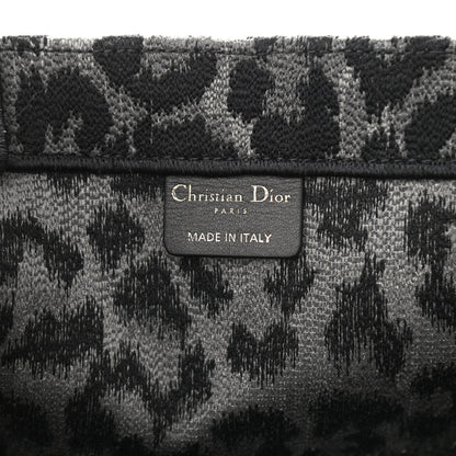 Christian Dior Canvas Embroidered Large Leopard Book Tote Grey 6 of 10