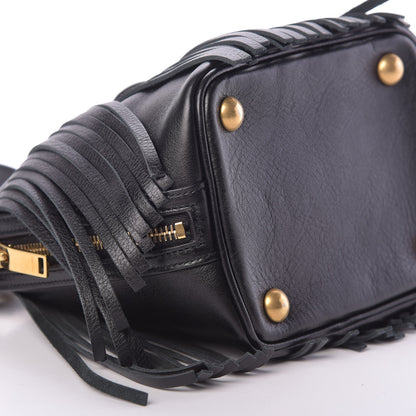Saint Laurent Calfskin Small Emmanuelle Fringe Bucket Bag Black 10 of 11