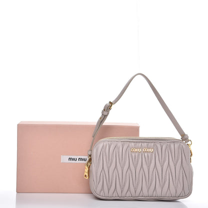 Miu Miu Nappa Matelasse Double Zip Pochette Clutch Pomice 10 of 10