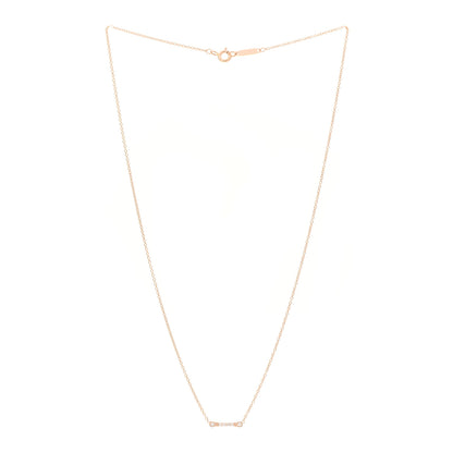 Tiffany 18K Rose Gold Diamond Fleur de Lis Key Bar Pendant Necklace 3 of 6
