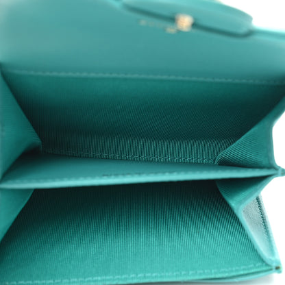 Chanel Lambskin Quilted Flap Card Holder Wallet Turquoise 5 of 8