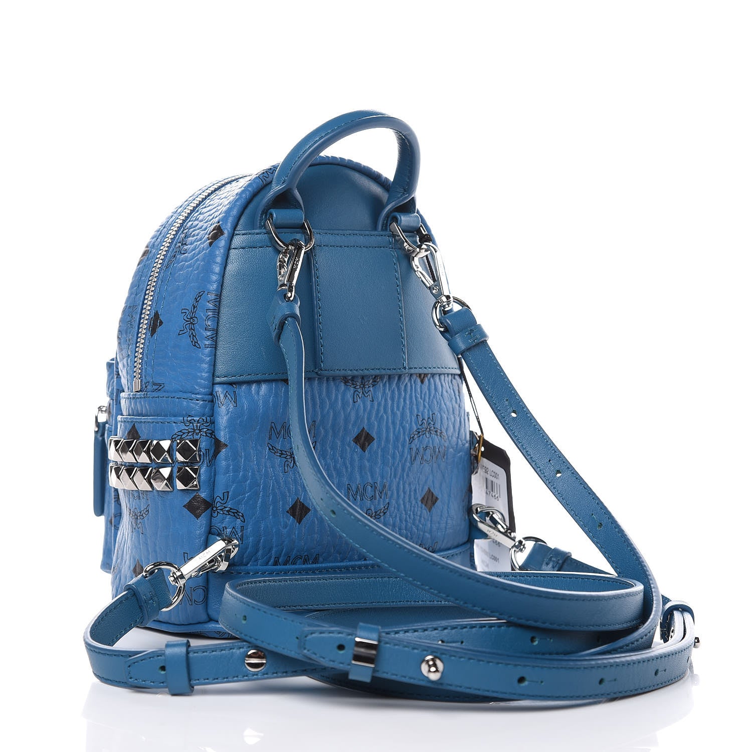 MCM Visetos Side Stud X-Mini Stark Bebe Boo Backpack Munich Blue 3 of 8
