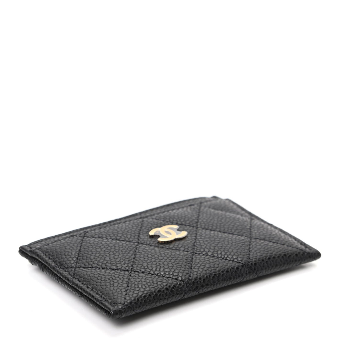 Caviar Quilted Card Holder Black