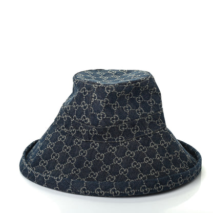 Gucci Eco Washed Denim GG Monogram Brim Hat XL Blue Ivory 2 of 4