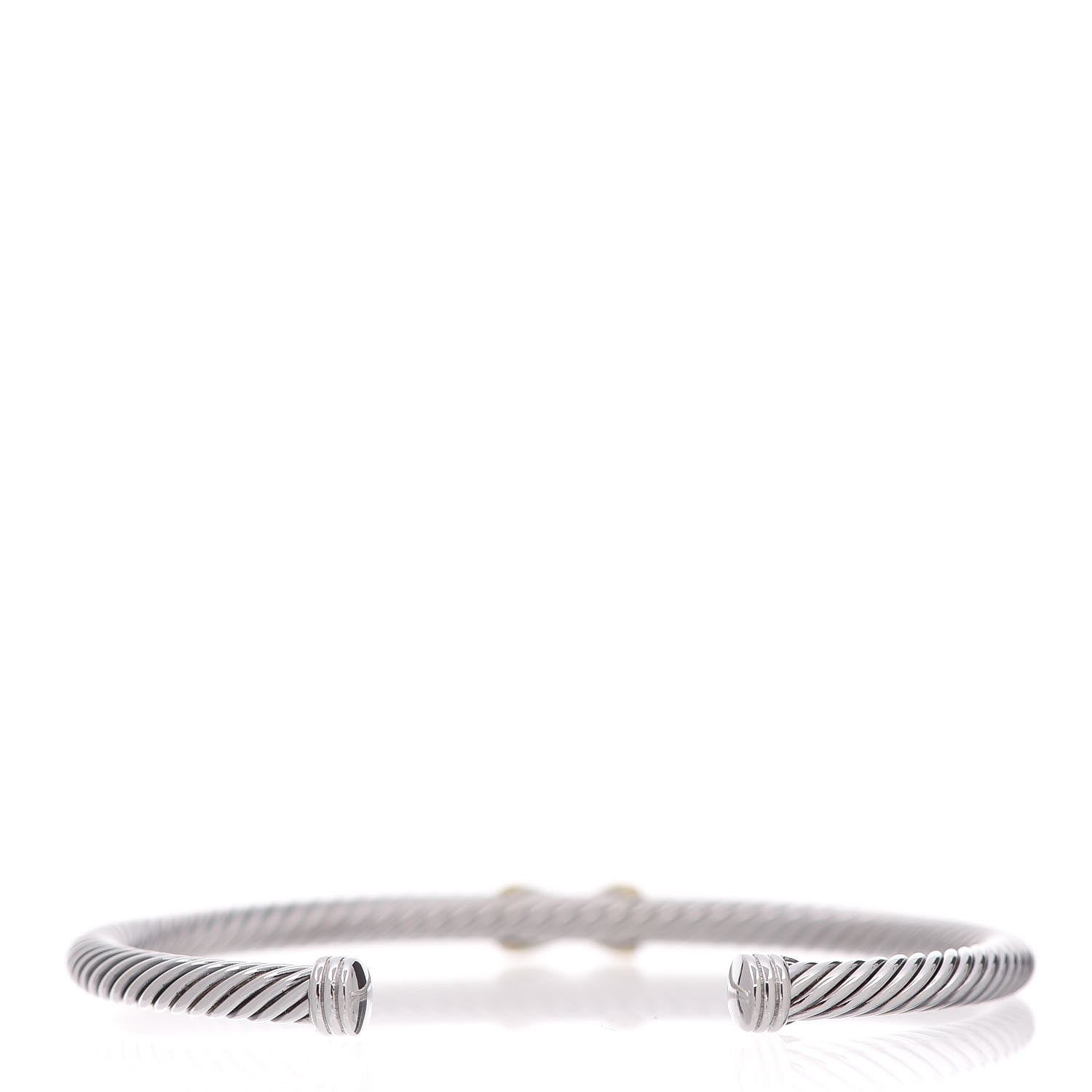 David Yurman Sterling Silver 18K Yellow Gold 4mm X Station Cable Bracelet 3 of 4