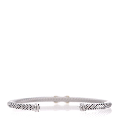 David Yurman Sterling Silver 18K Yellow Gold 4mm X Station Cable Bracelet 3 of 4