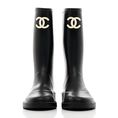 Chanel Caoutchouk CC High Boots 39 Black 2 of 12