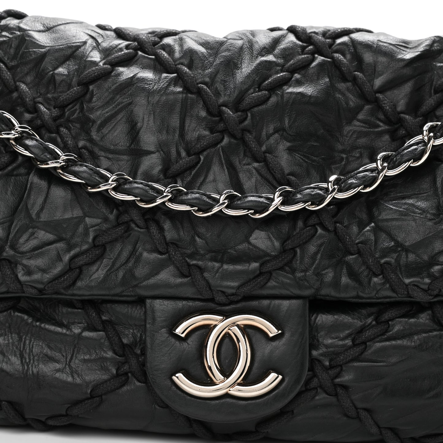 Calfskin Ultra Stitch Oversize Flap Black