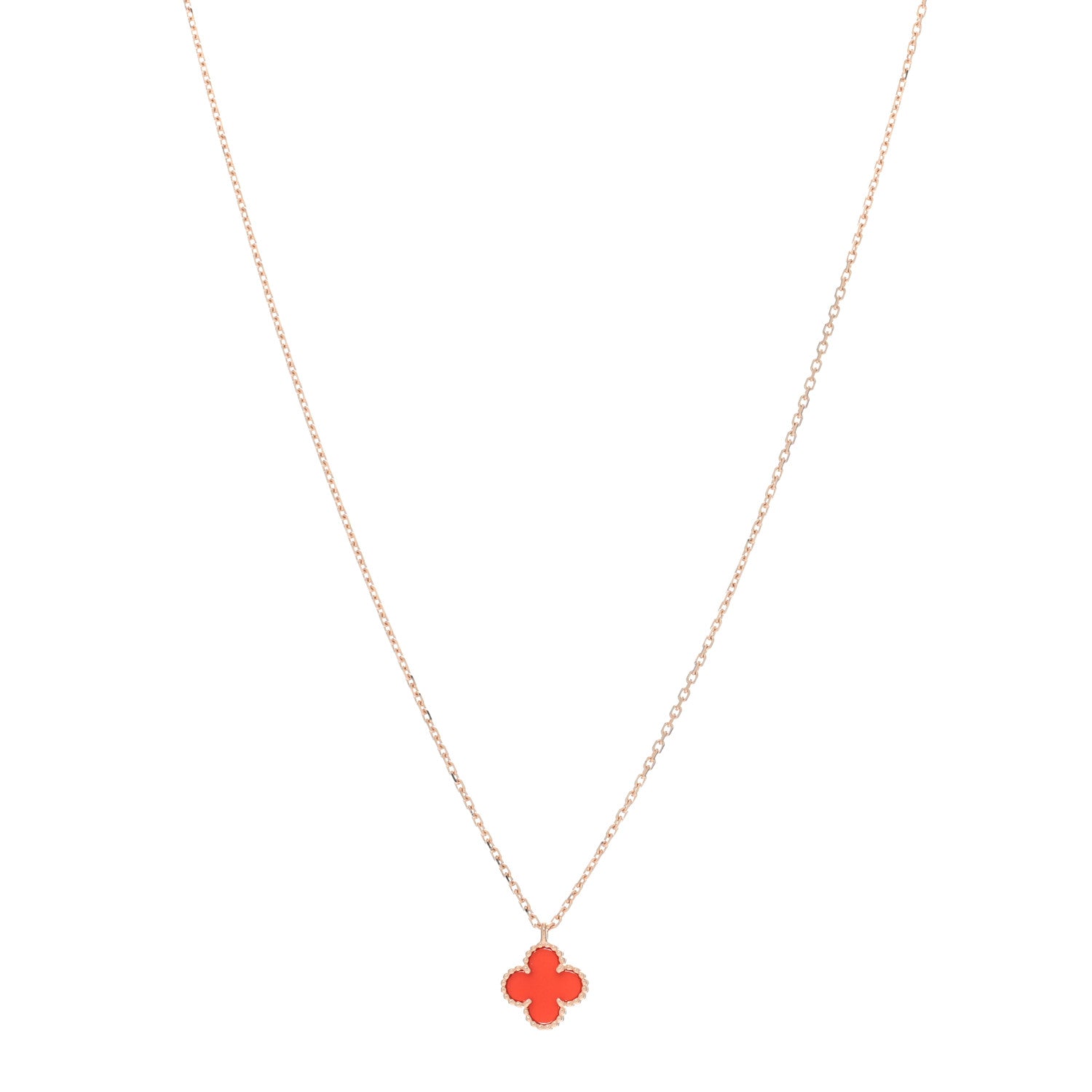 Van Cleef & Arpels VAN CLEEF & ARPELS 18K Rose Gold Carnelian Sweet Alhambra Pendant Necklace 1 of 5