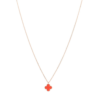 Van Cleef & Arpels VAN CLEEF & ARPELS 18K Rose Gold Carnelian Sweet Alhambra Pendant Necklace 1 of 5