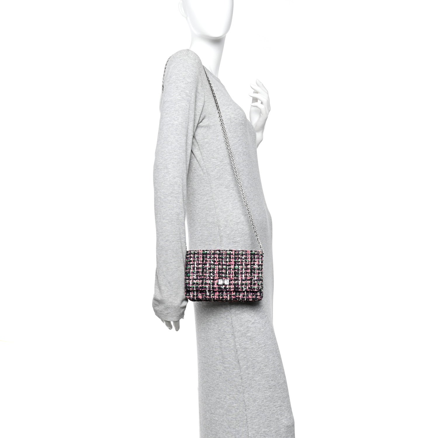 Chanel Tweed Quilted Reissue Wallet On Chain WOC Pink Multicolor 2 of 11