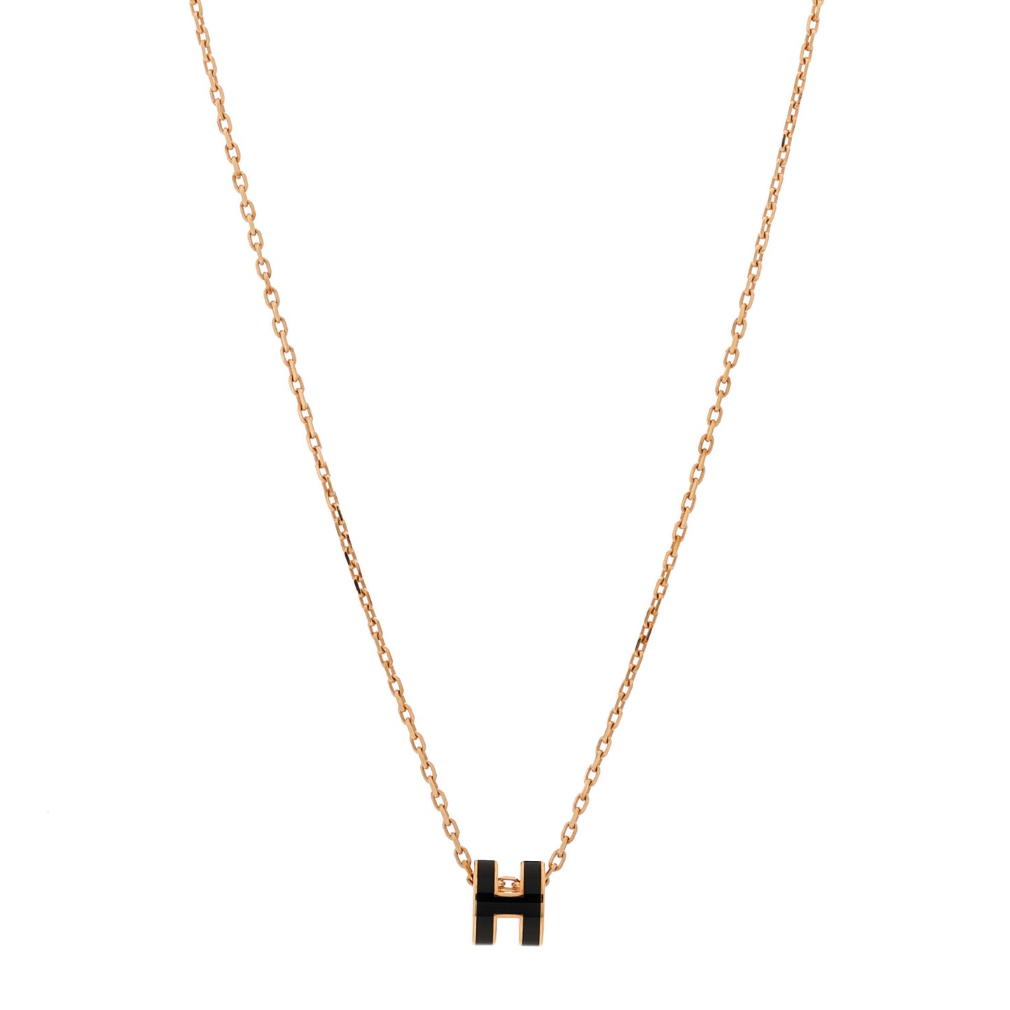 Lacquered Gold Mini Pop H Pendant Necklace Black