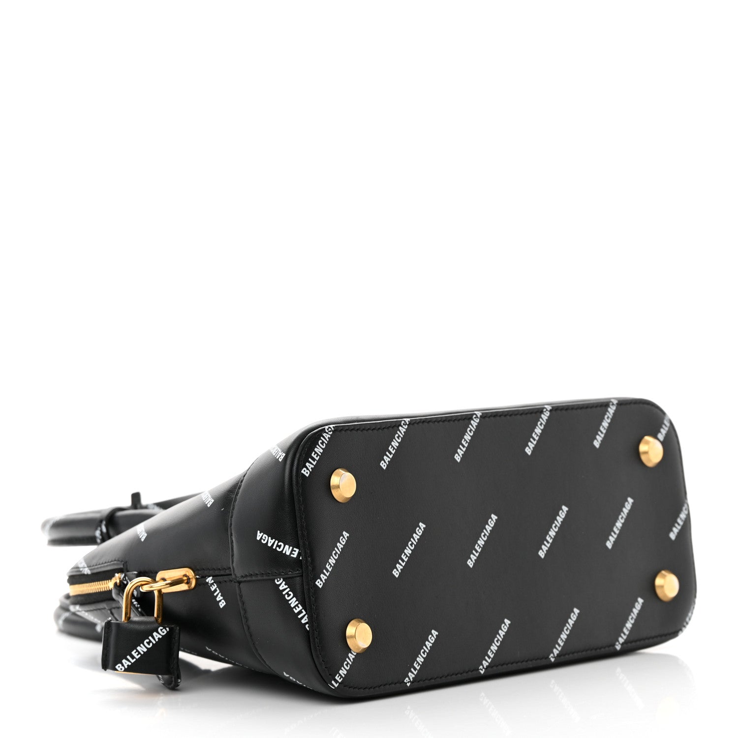 Balenciaga Calfskin Allover Logo S Ville Top Handle Bag Black White 4 of 22