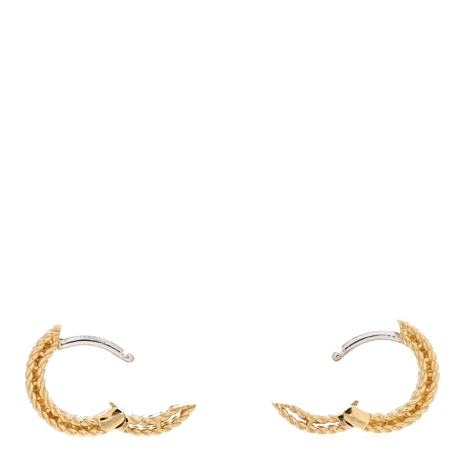 Roberto Coin 18K Yellow Gold Diamond Symphony Braided Huggie Hoop Earrings 3 of 5