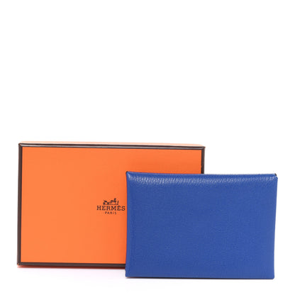 Hermes Chevre Mysore Calvi Duo Card Case Bleu Electrique 8 of 8