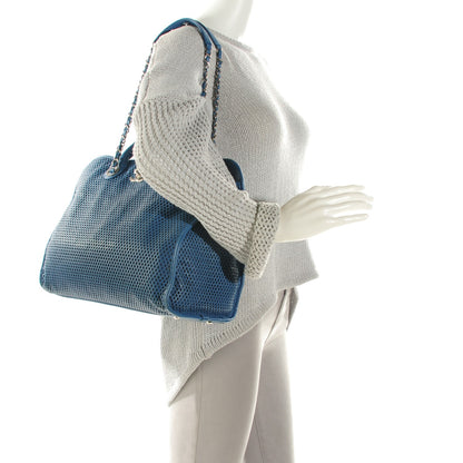 Chanel Calfskin Perforated Up In The Air Tote Dark Blue 2 of 8