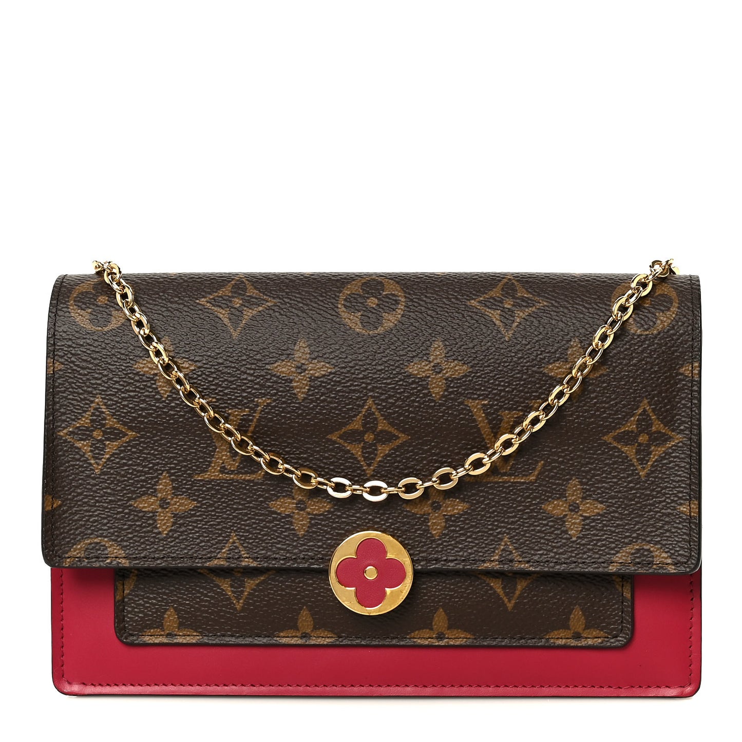 Monogram Flore Chain Wallet Fuchsia