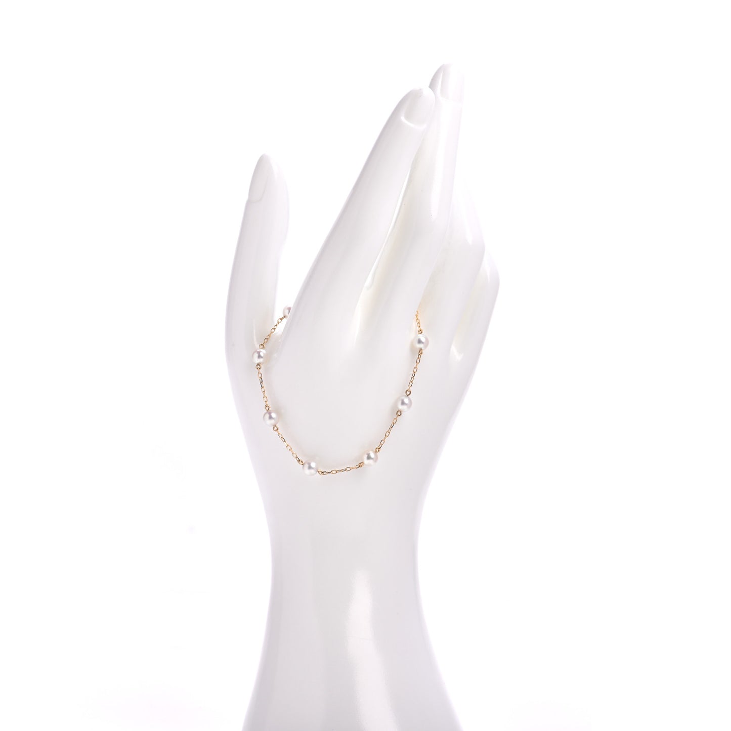 18K Yellow Gold Akoya Pearl 5mm Station Bracelet