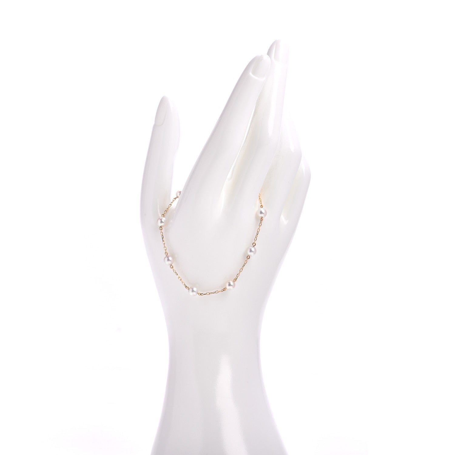 Mikimoto 18K Yellow Gold Akoya Pearl 5mm Station Bracelet 2 of 4