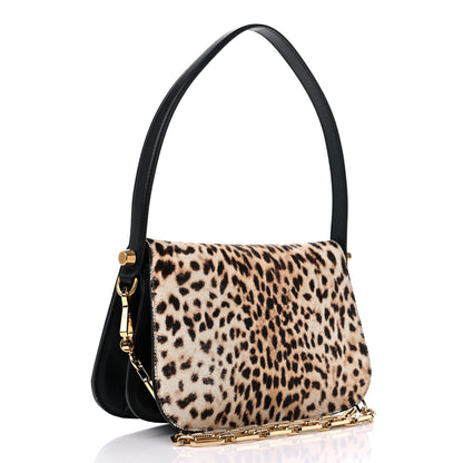 Gucci Calf Hair Leopard Print Shoulder Bag Black 3 of 11