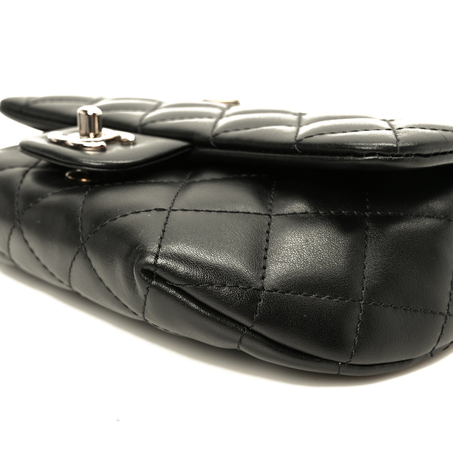 Calfskin Quilted CC Uniform Flap Belt Bag Black