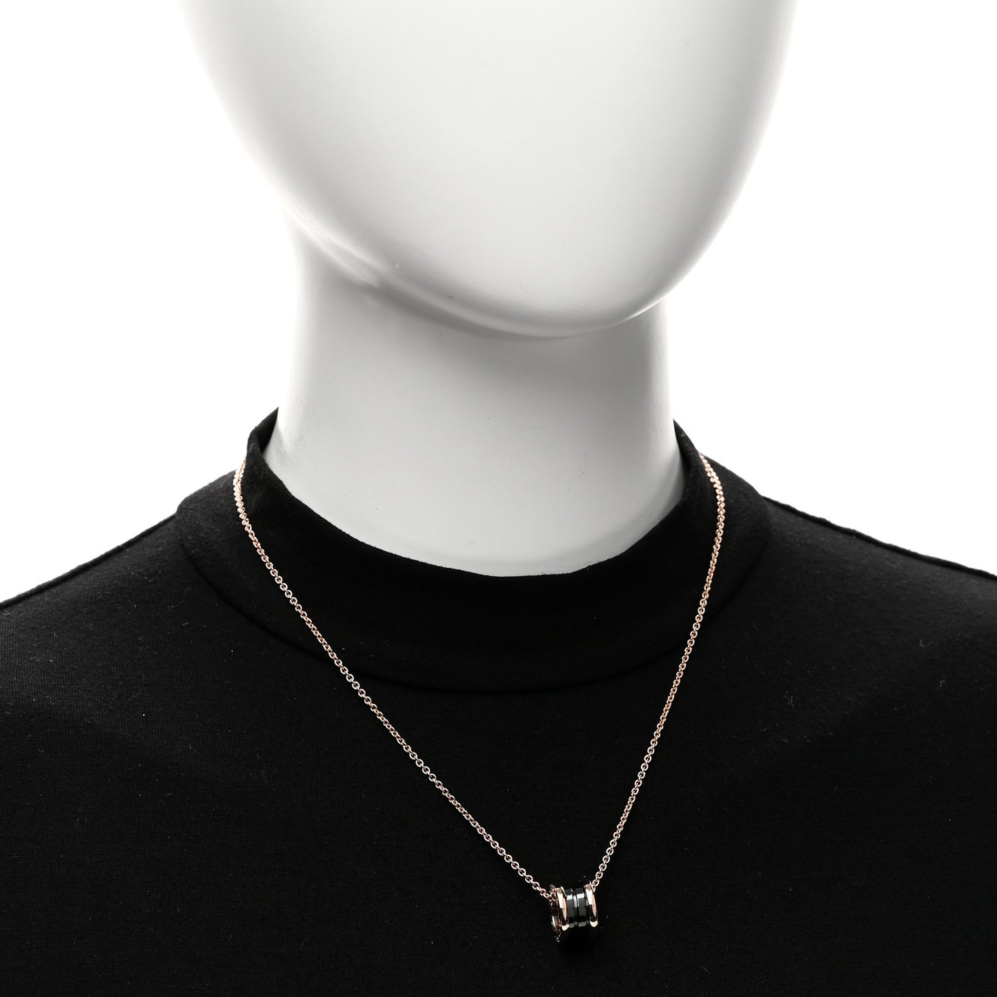 18K Rose Gold Black Ceramic B.Zero1 Pendant Necklace