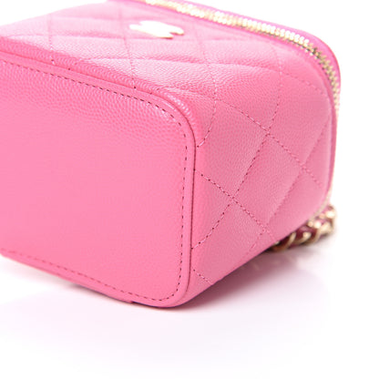Chanel Caviar Quilted Mini Vanity Case With Chain Pink 9 of 10
