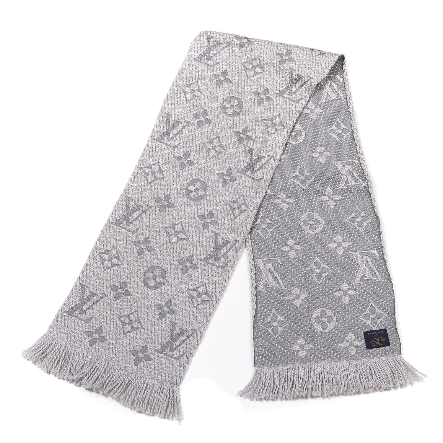 Louis Vuitton Wool Silk Logomania Scarf Pearl Grey 2 of 3