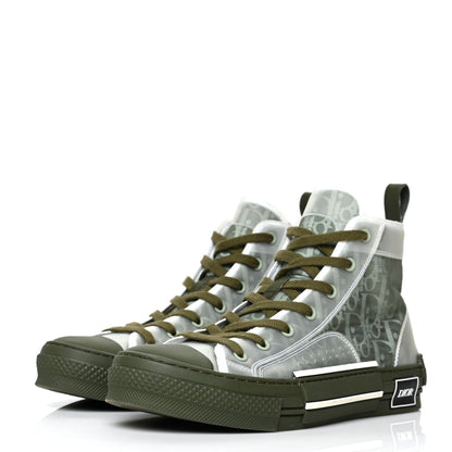 Christian Dior Technical Canvas Oblique Mens B23 High Top Sneakers 42 Olive 3 of 7