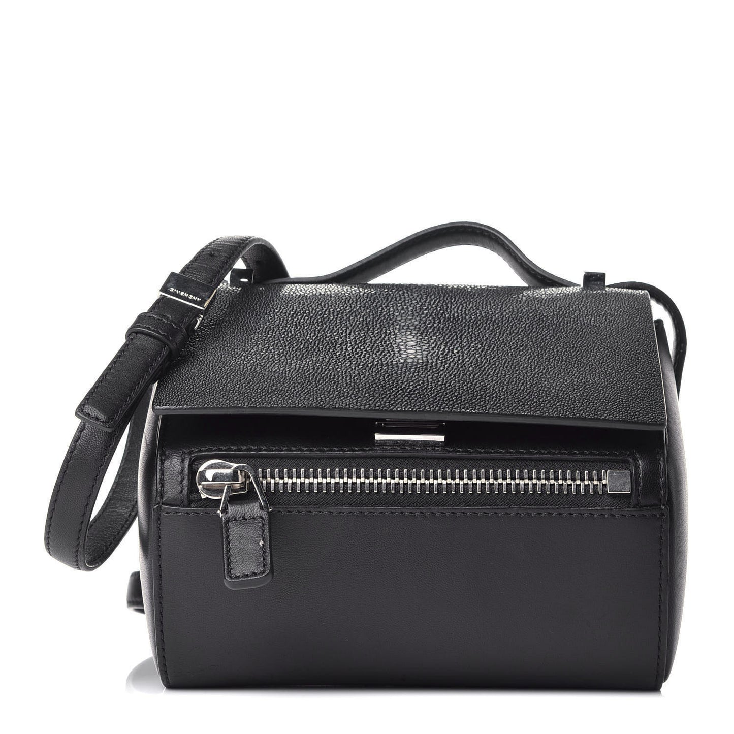 Stingray Calfskin Mini Pandora Box Crossbody Black