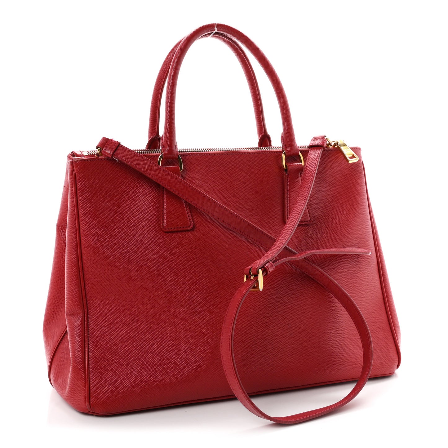 Saffiano Lux Large Galleria Double Zip Tote Fuoco