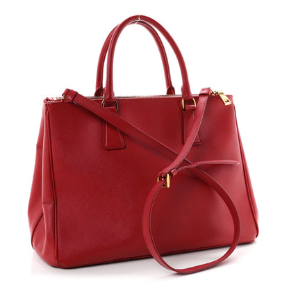 Prada Saffiano Lux Large Galleria Double Zip Tote Fuoco 3 of 12