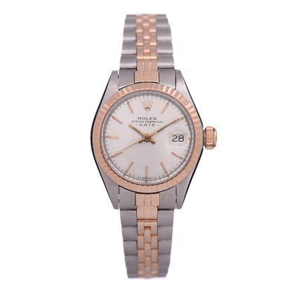 Rolex Stainless Steel 18K Everose Gold 26mm Oyster Perpetual Date Watch Silver 6916 1 of 4