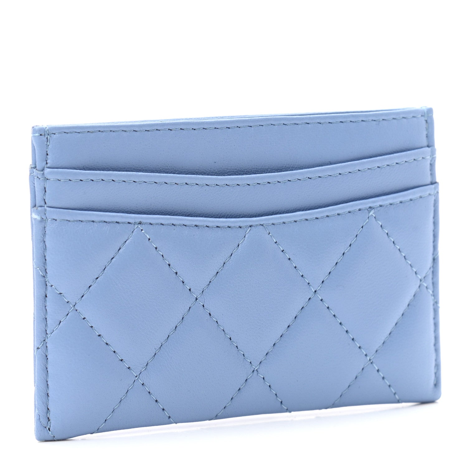 Chanel Lambskin Quilted Card Holder Light Blue 3 of 8