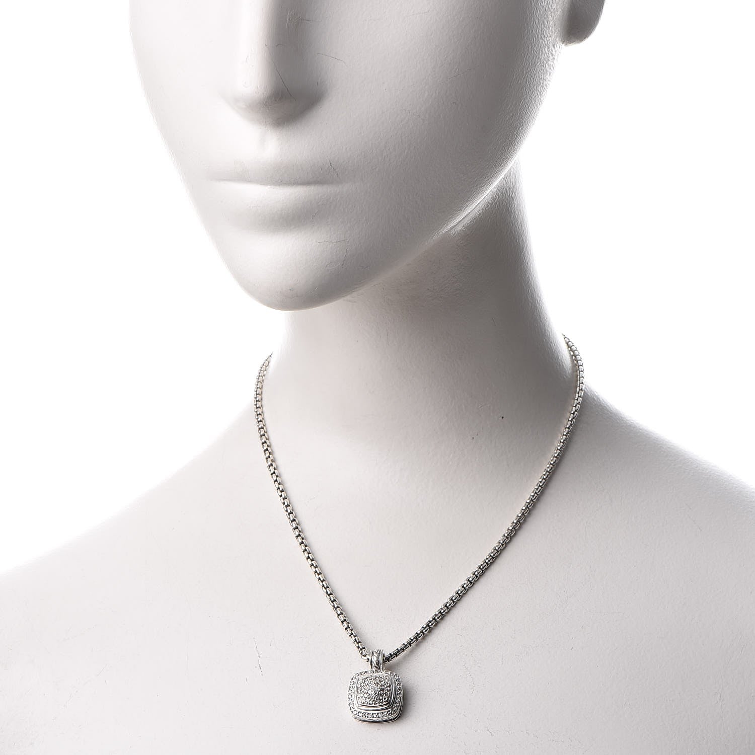 David Yurman Sterling Silver 14K Yellow Gold Pave Diamond 11mm Petite Albion Necklace 2 of 6