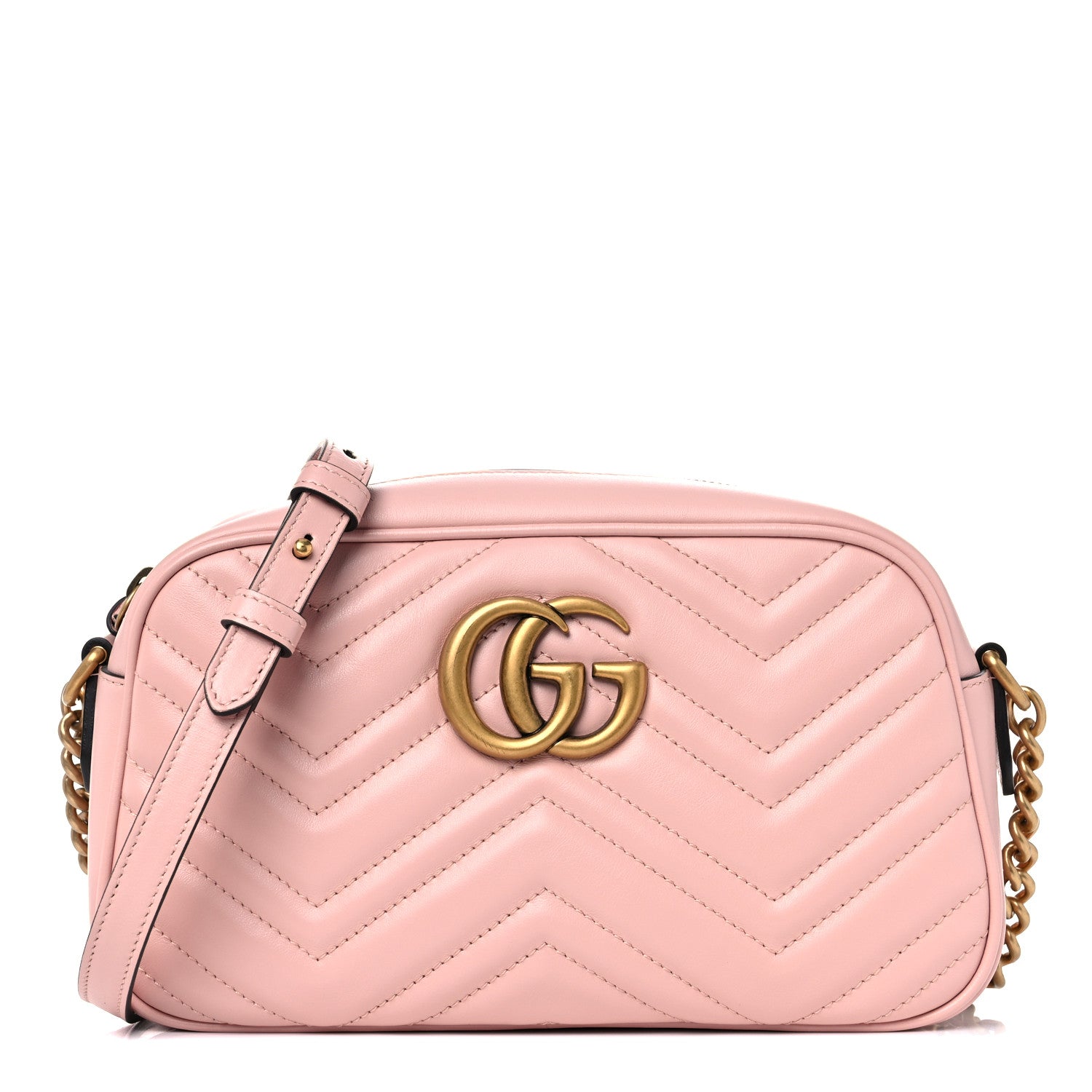 Gucci Calfskin Matelasse Small GG Marmont Chain Shoulder Bag Perfect Pink 1 of 11