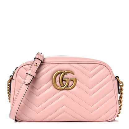 Gucci Calfskin Matelasse Small GG Marmont Chain Shoulder Bag Perfect Pink 1 of 11