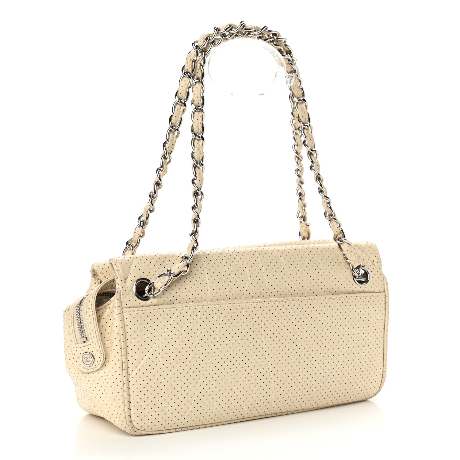 Chanel Calfskin Perforated 50's Satchel Beige 2 of 9