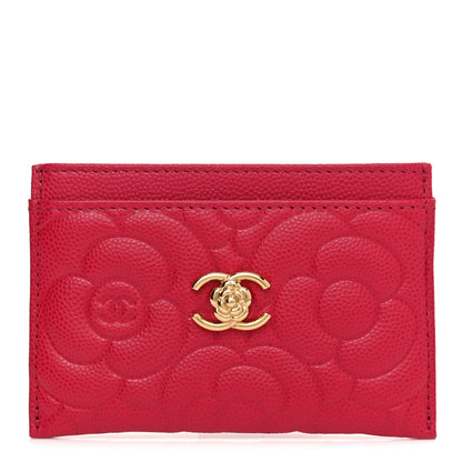 Chanel Caviar Camellia Embossed Card Holder Fuchsia 1 of 9