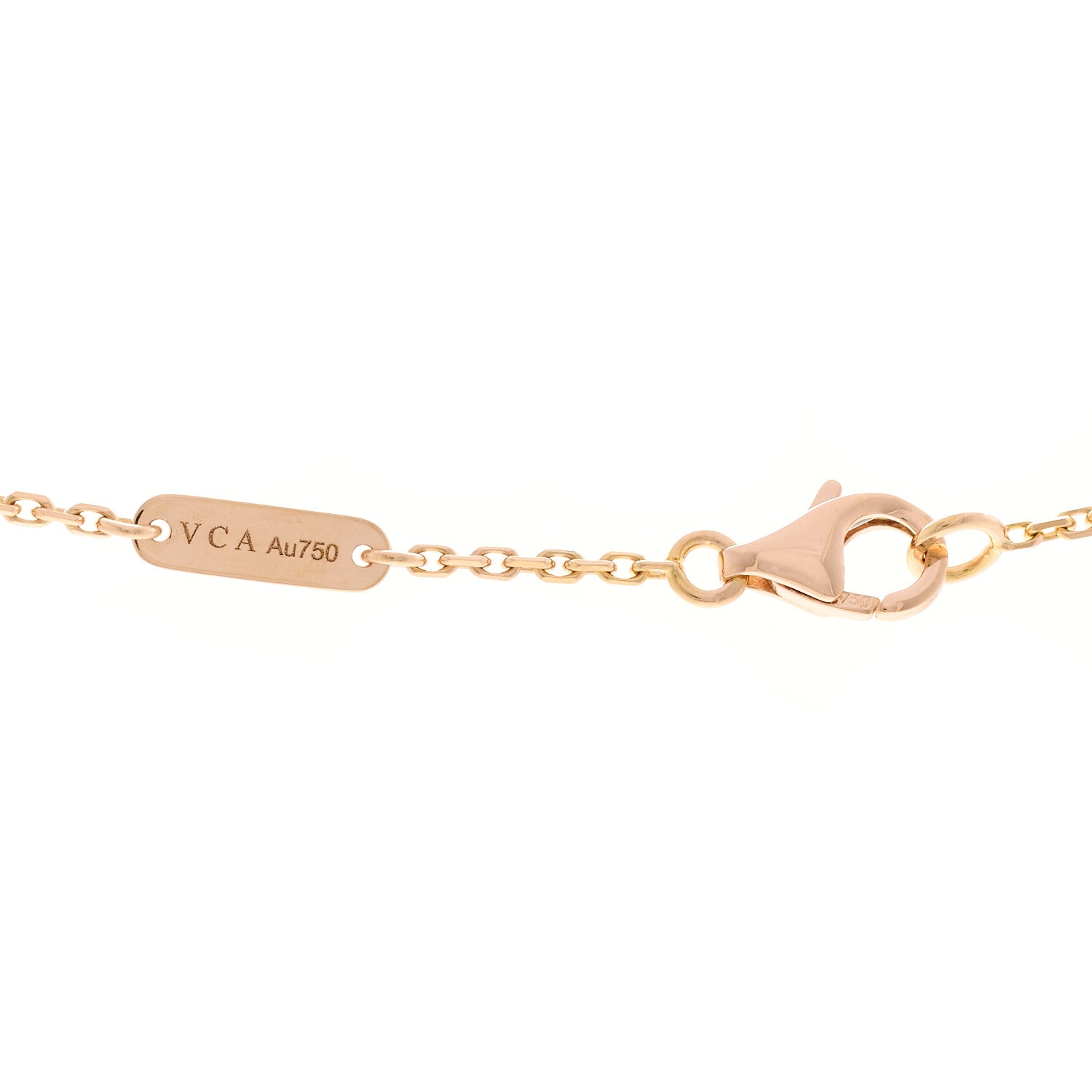 Van Cleef & Arpels 18K Rose Gold Diamond Pink Porcelain Vintage Alhambra Pendant Necklace 4 of 5
