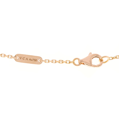 Van Cleef & Arpels 18K Rose Gold Diamond Pink Porcelain Vintage Alhambra Pendant Necklace 4 of 5