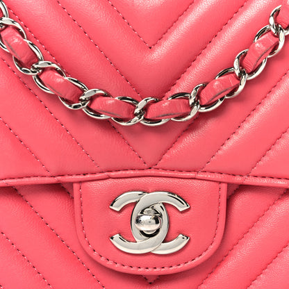 Chanel Lambskin Chevron Quilted Mini Square Flap Pink 9 of 11
